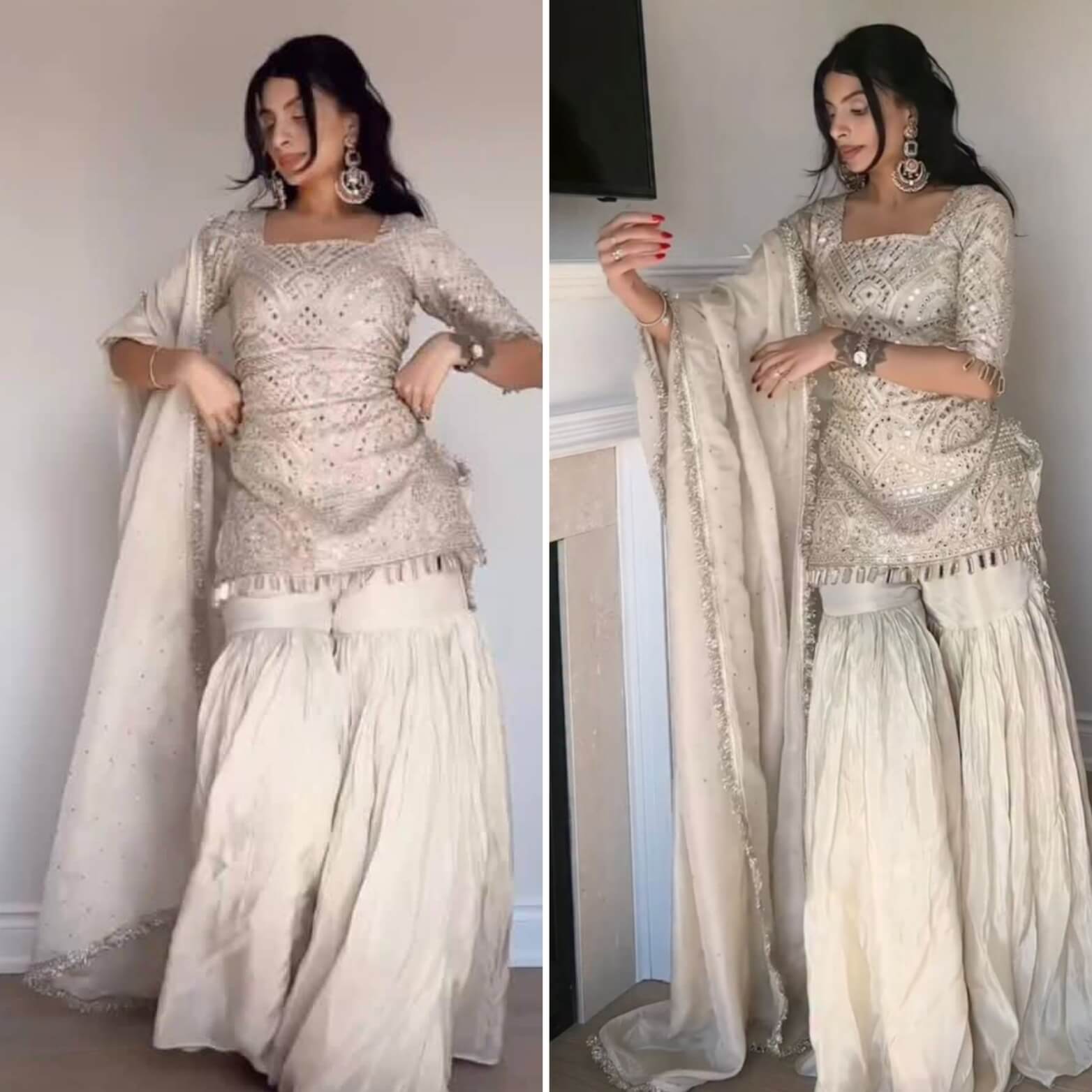 Chand ivory sharara set